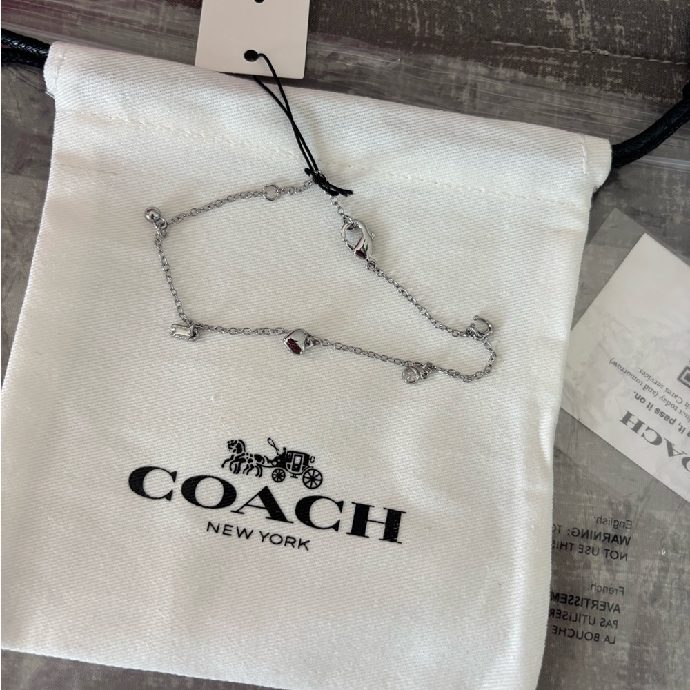 Coach Silver Bracelet with Red Details